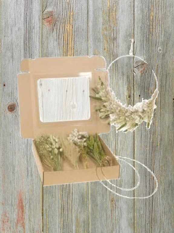 DIY DRIED FLOWER BOX WITH RINGS IN NATURAL & GRREN COLORS